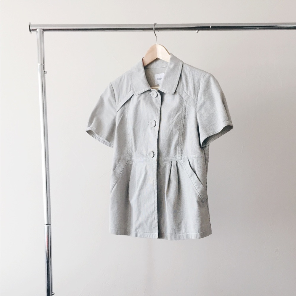 GAP Short Sleeve and Peplum Striped Jacket